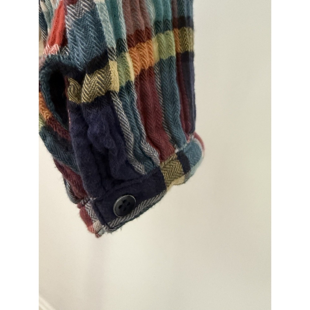 We the FREE PEOPLE New Siena Plaid Pullover TOP Small Babydoll Teal Country $118 - Picture 9 of 16